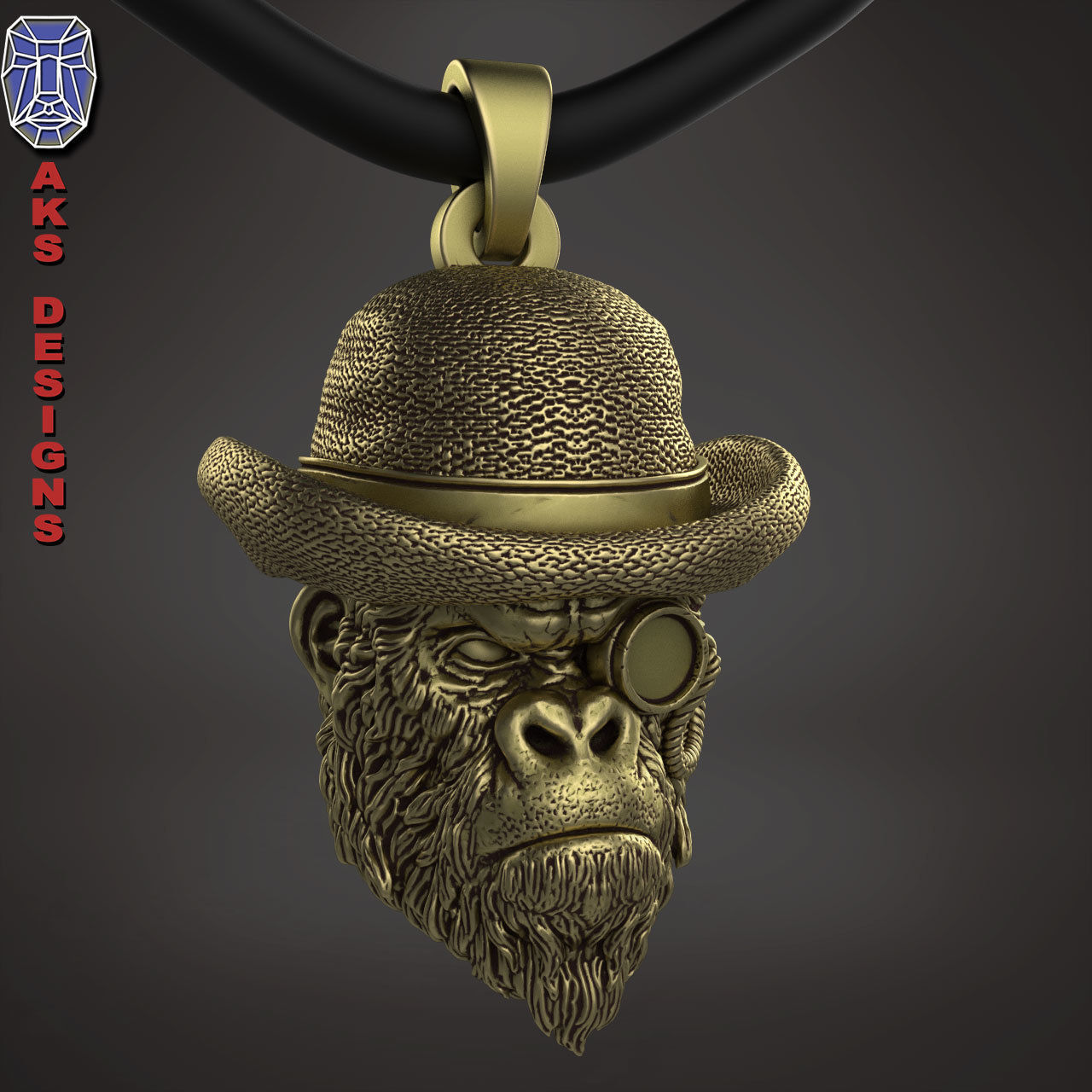 Pendant animal Jewelry Gentlemen Gorilla Monkey 1 3D print model_14