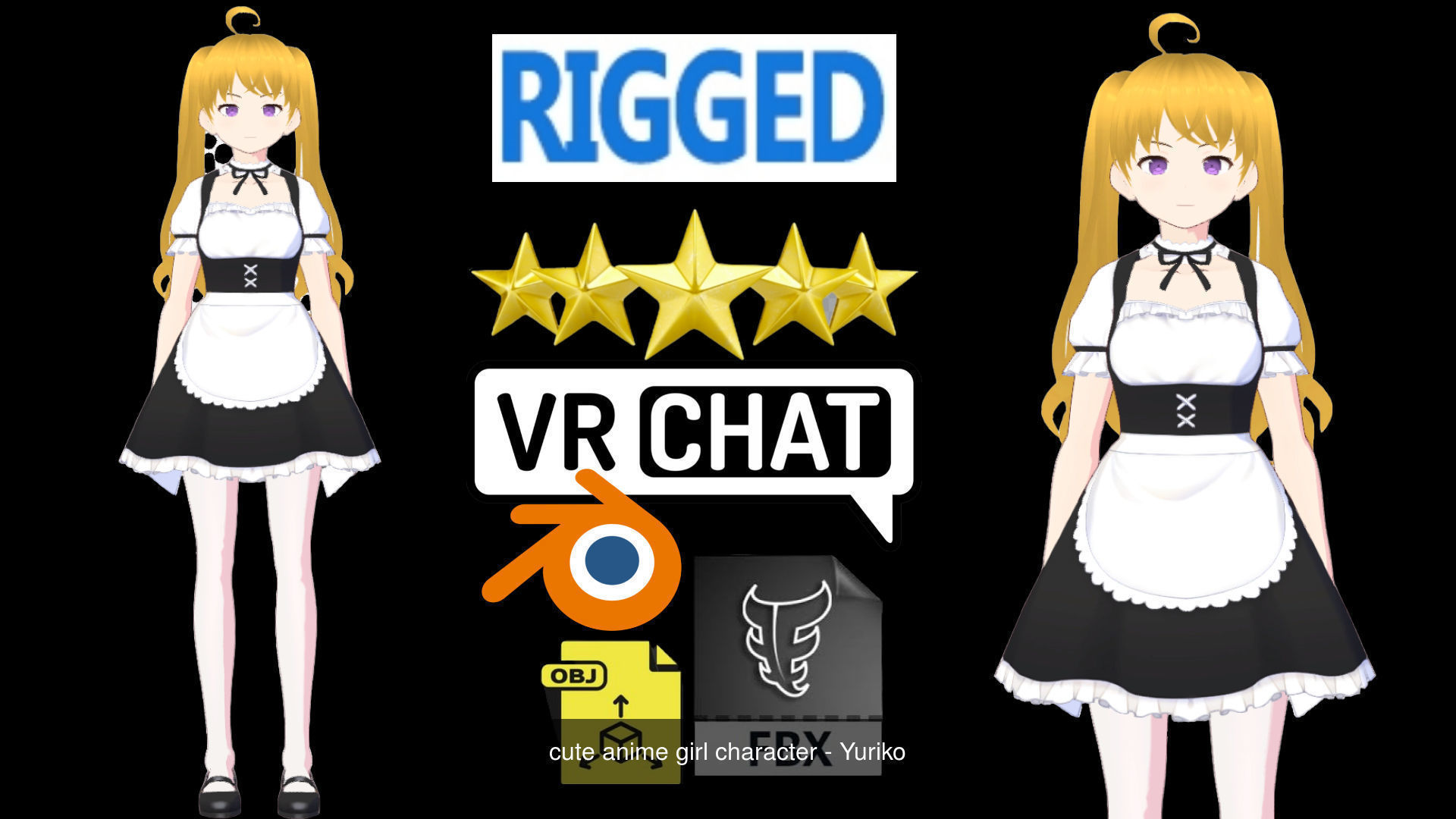 2 Cute Anime Girls Characters P27 3D Model Collection_2