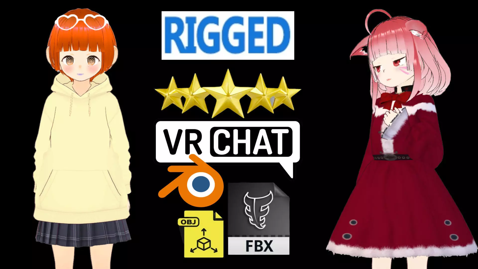 2 Cute Anime Girls Characters P28 3D Model Collection_0