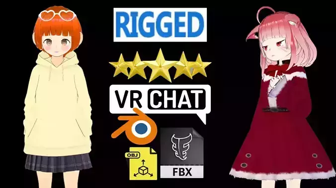 2 Cute Anime Girls Characters P28 3D Model Collection 2 Cute Anime Girls Characters P28 3D Model Collection