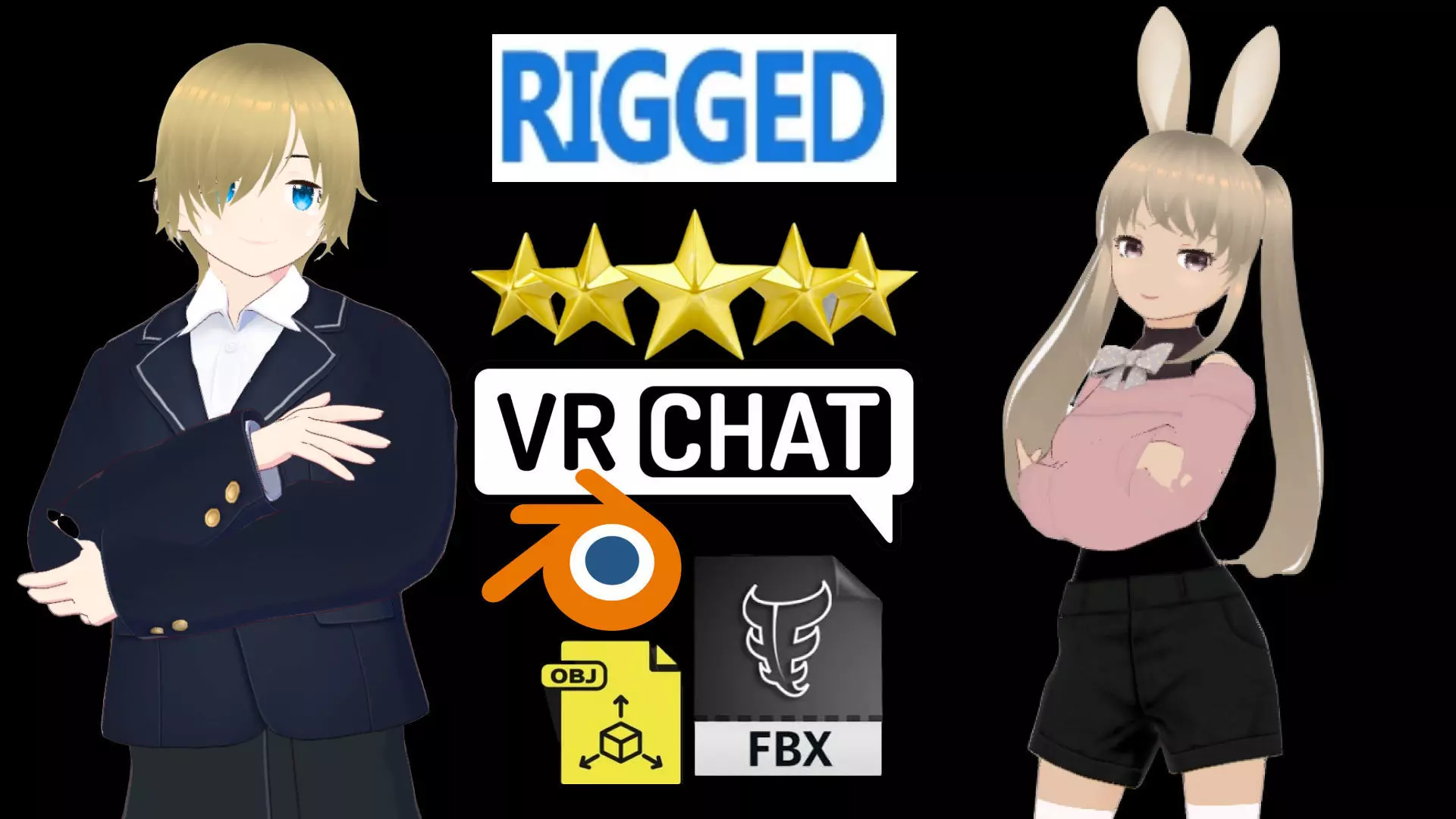 2 Cute Anime Girls Characters P29 3D Model Collection_0