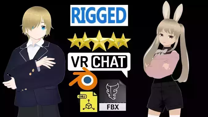 2 Cute Anime Girls Characters P29 3D Model Collection 2 Cute Anime Girls Characters P29 3D Model Collection