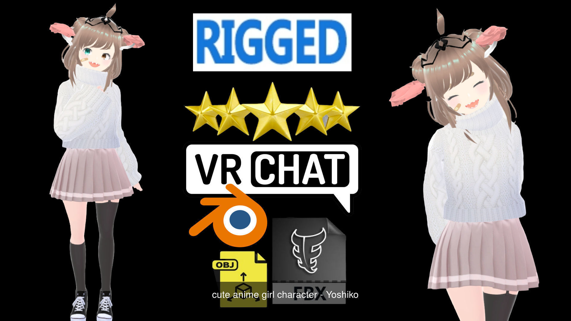 2 Cute Anime Girls Characters P31 3D Model Collection_2