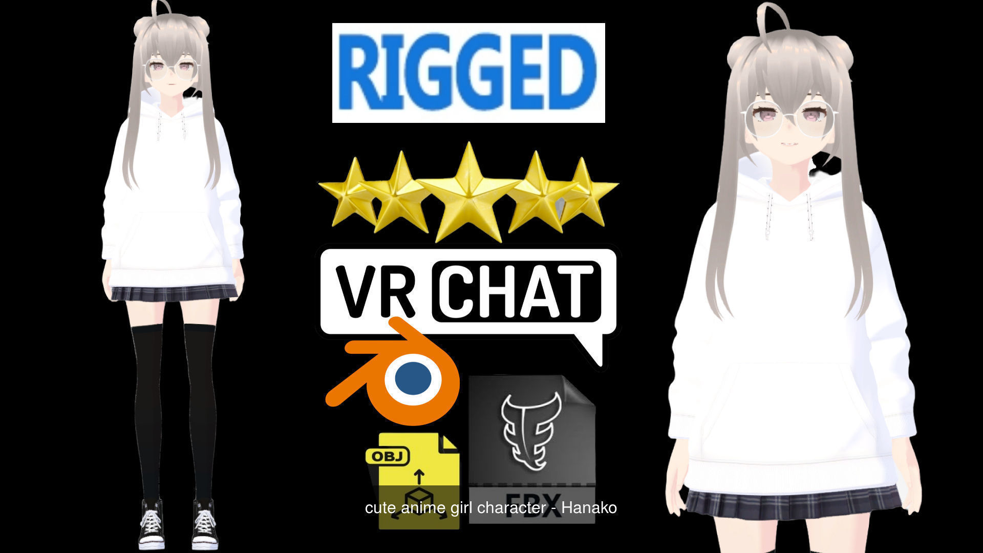 2 Cute Anime Girls Characters P32 3D Model Collection_2