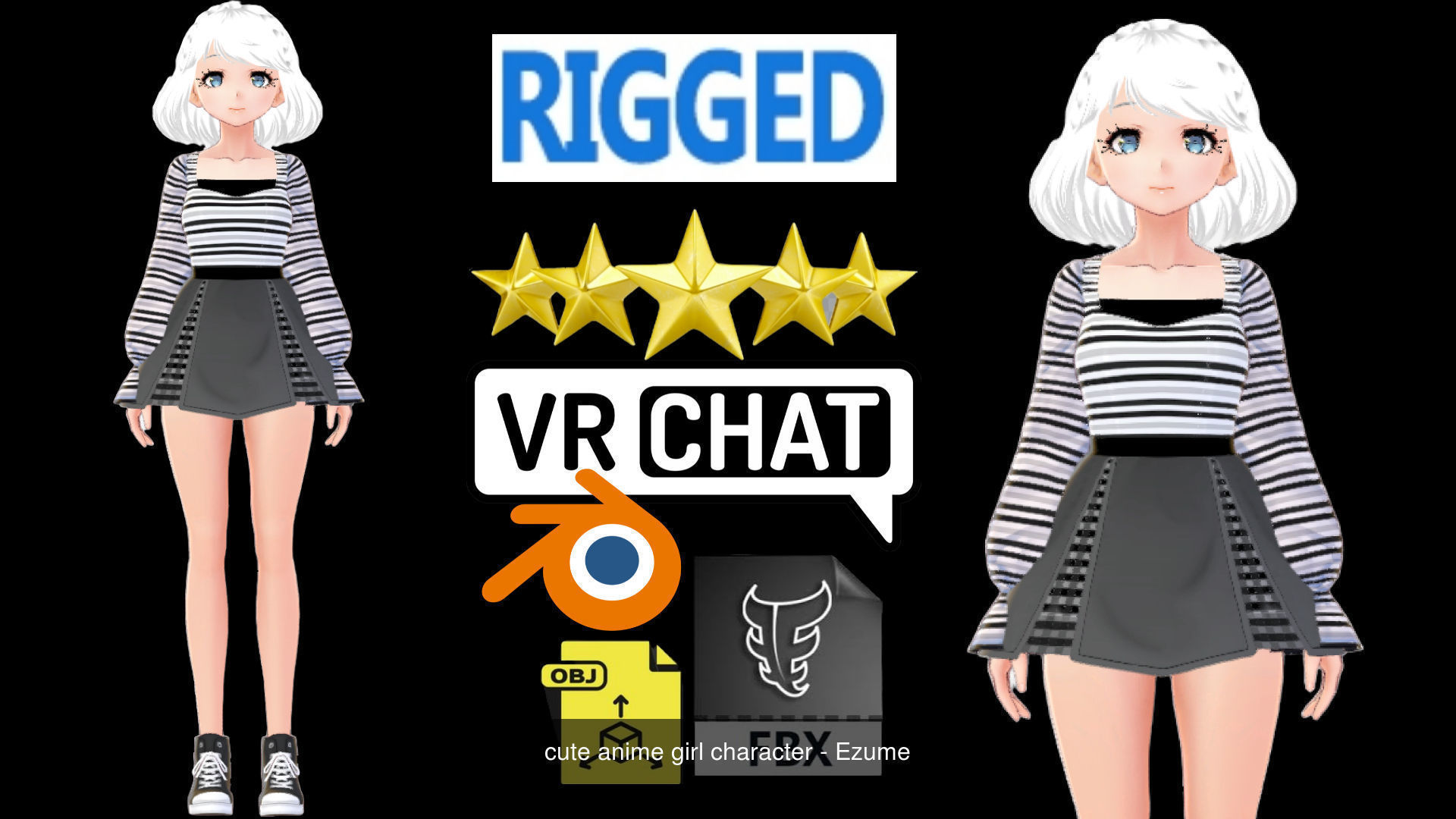 2 Cute Anime Girls Characters P32 3D Model Collection_3