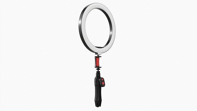 Live streaming tripod with lamp 01 3D model