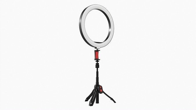 Live streaming tripod with lamp 02 3D model