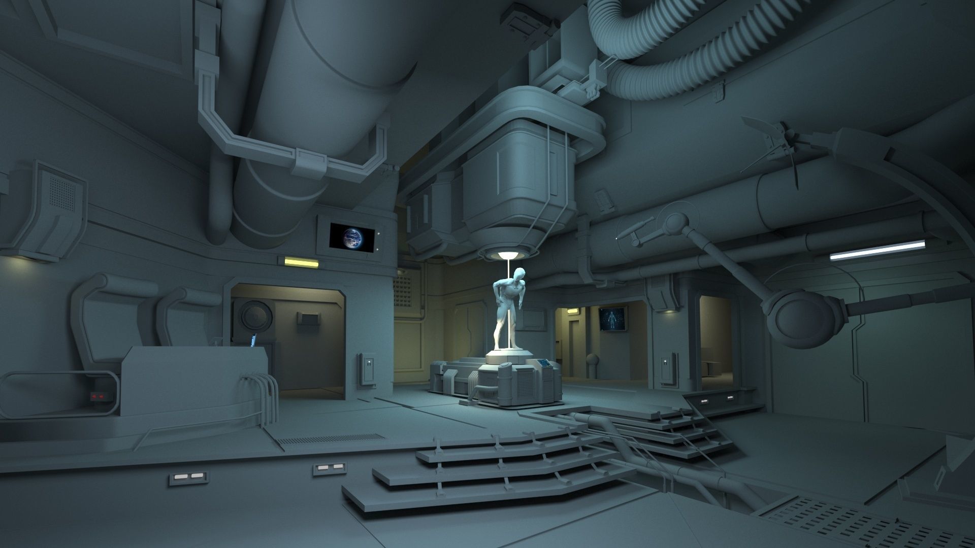 Sci-Fi Laboratory Low-poly 3D model_3