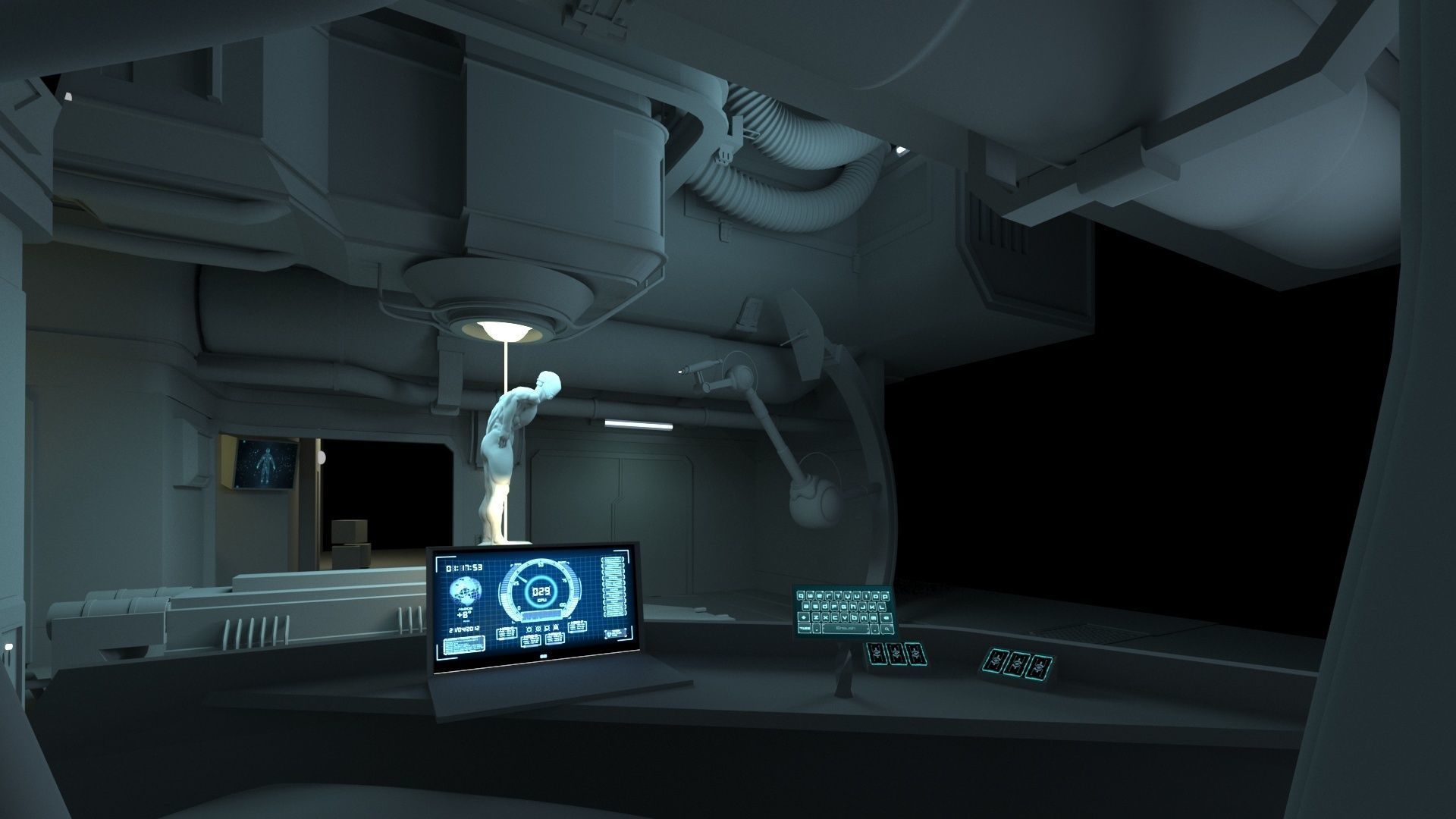 Sci-Fi Laboratory Low-poly 3D model_4