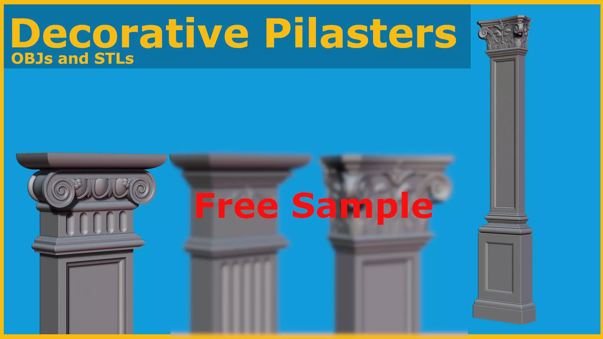 Decorative pilasters 3D model - Free Sample Free 3D model_0