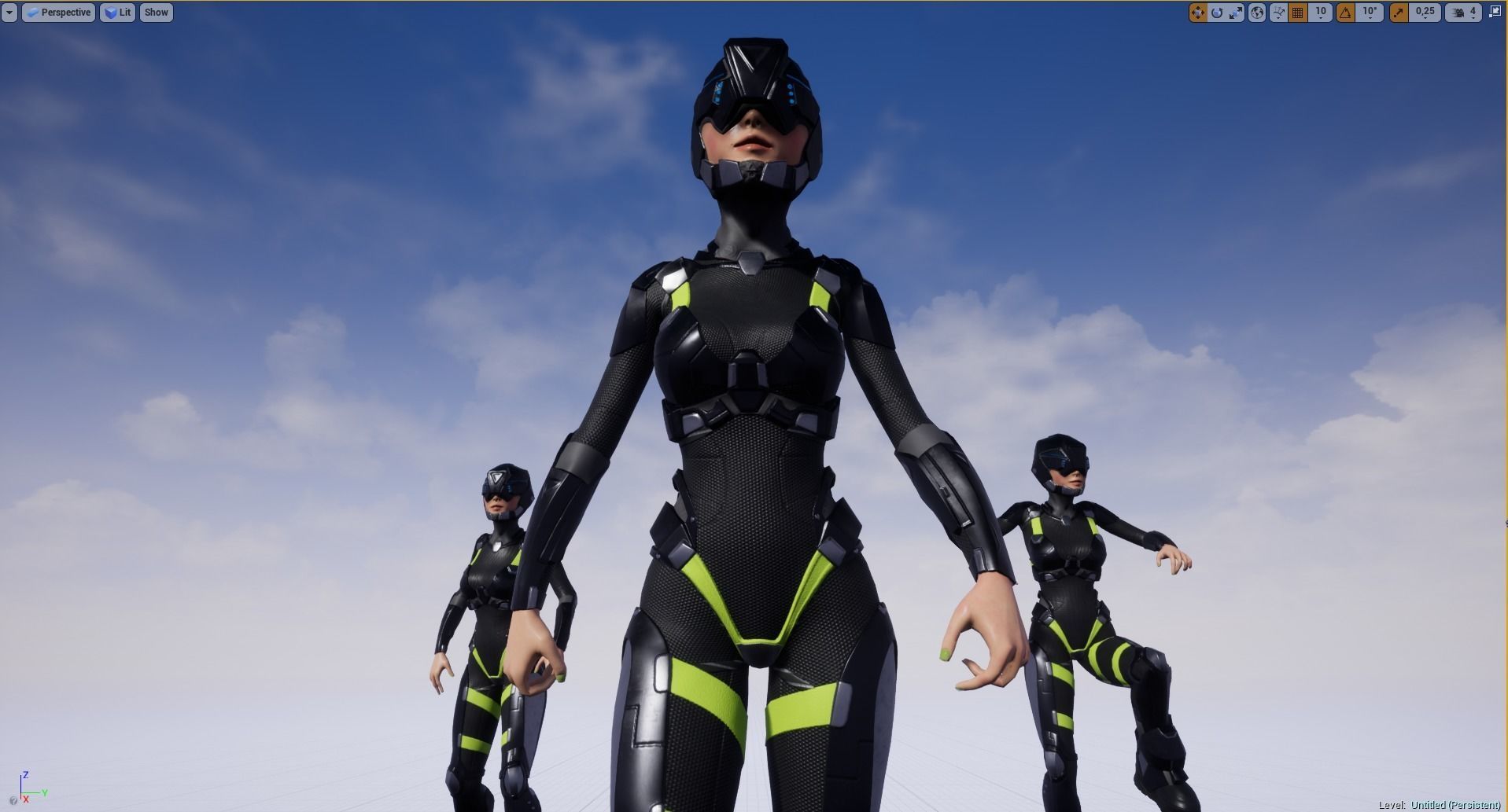 Girl character sci fi  Low-poly 3D model_6