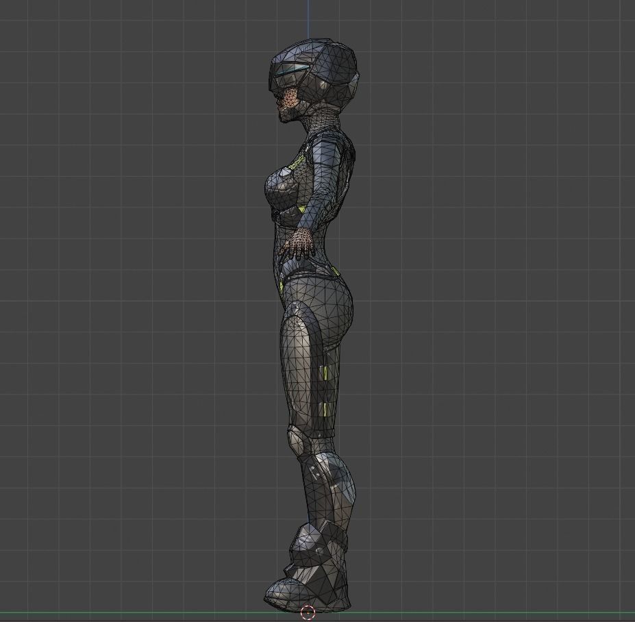 Girl character sci fi  Low-poly 3D model_10