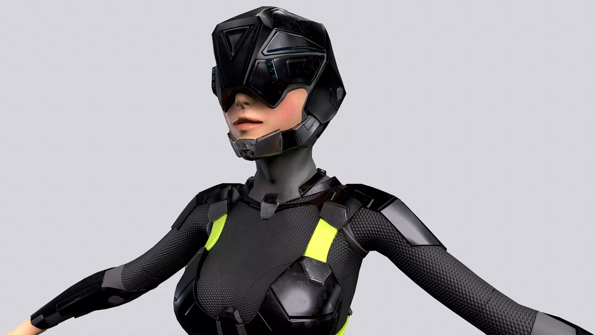 Girl character sci fi  Low-poly 3D model_0