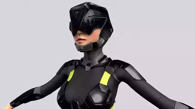 Girl character sci fi  Low-poly 3D model