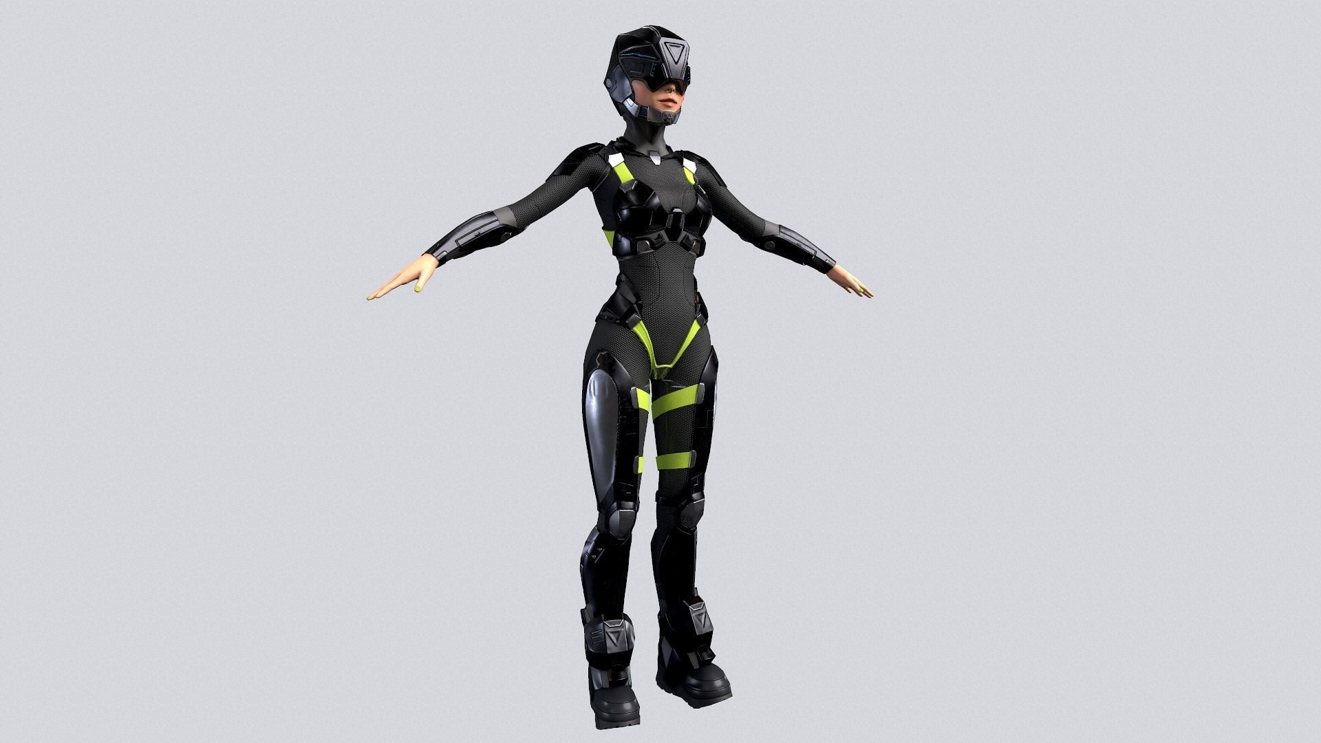 Girl character sci fi  Low-poly 3D model_13