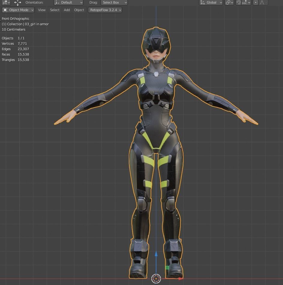 Girl character sci fi  Low-poly 3D model_8