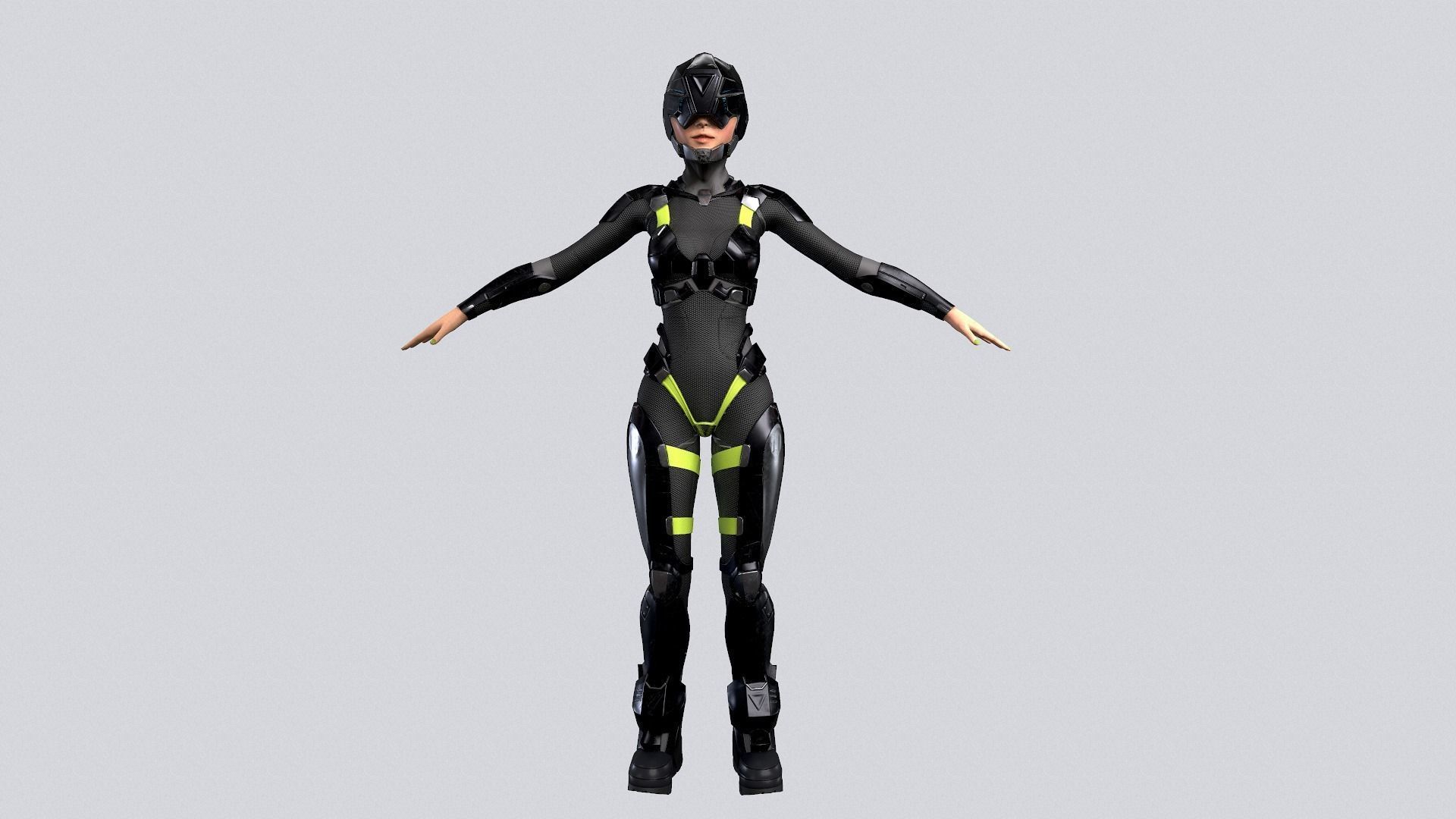 Girl character sci fi  Low-poly 3D model_12