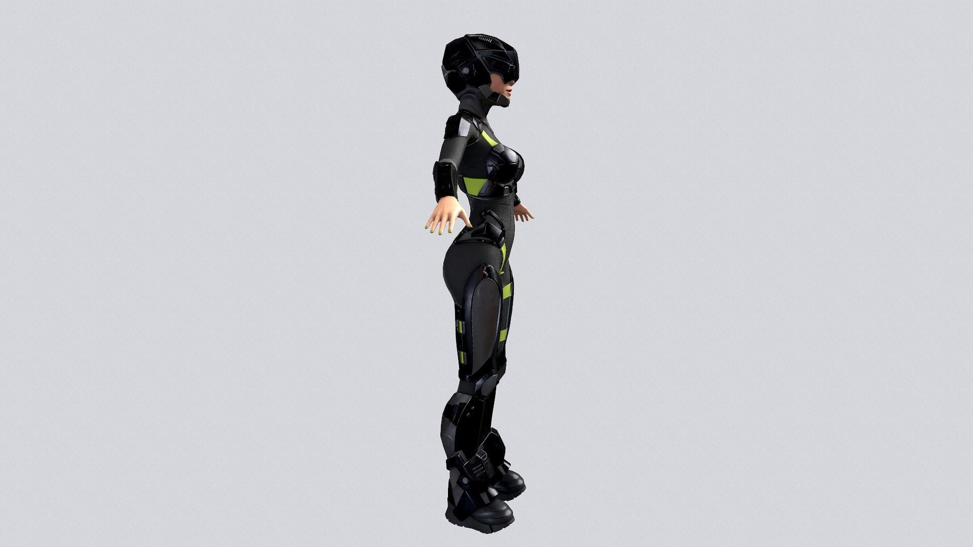 Girl character sci fi  Low-poly 3D model_14