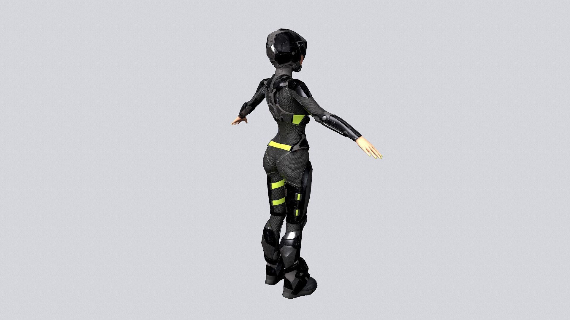 Girl character sci fi  Low-poly 3D model_16