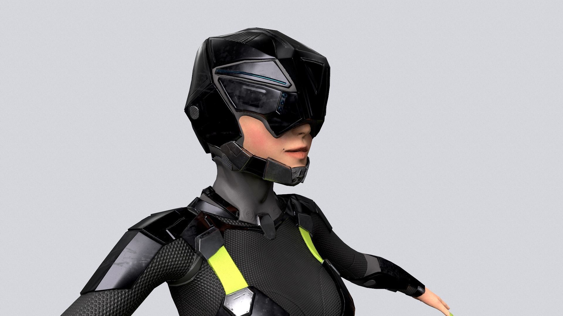 Girl character sci fi  Low-poly 3D model_4