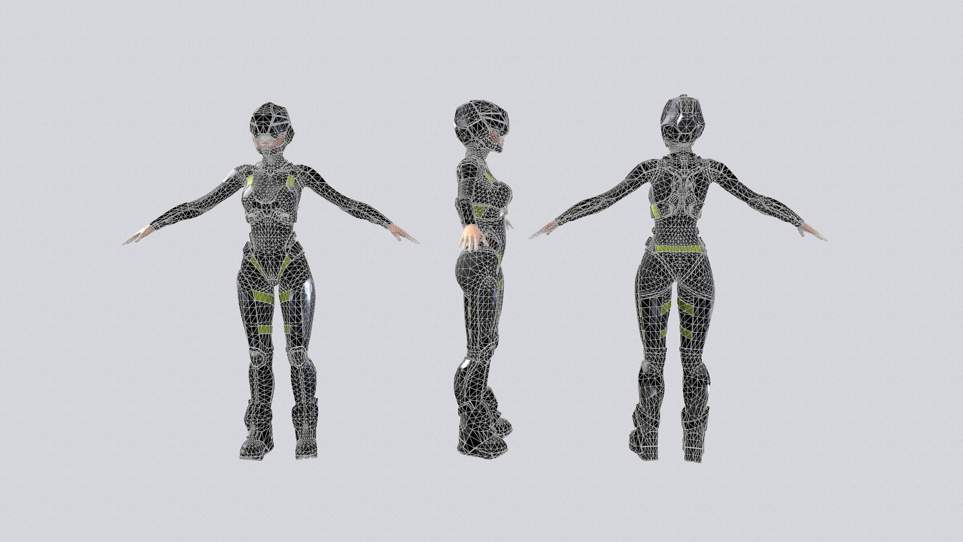 Girl character sci fi  Low-poly 3D model_18