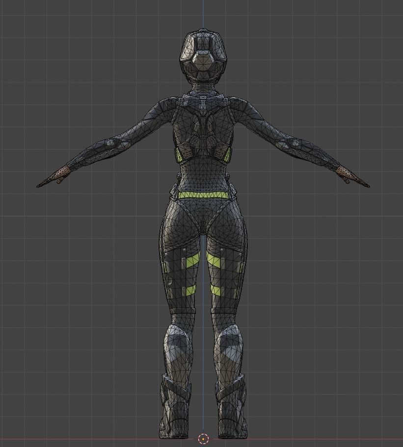 Girl character sci fi  Low-poly 3D model_11