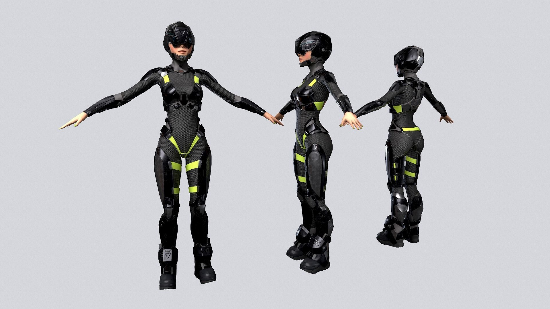 Girl character sci fi  Low-poly 3D model_19