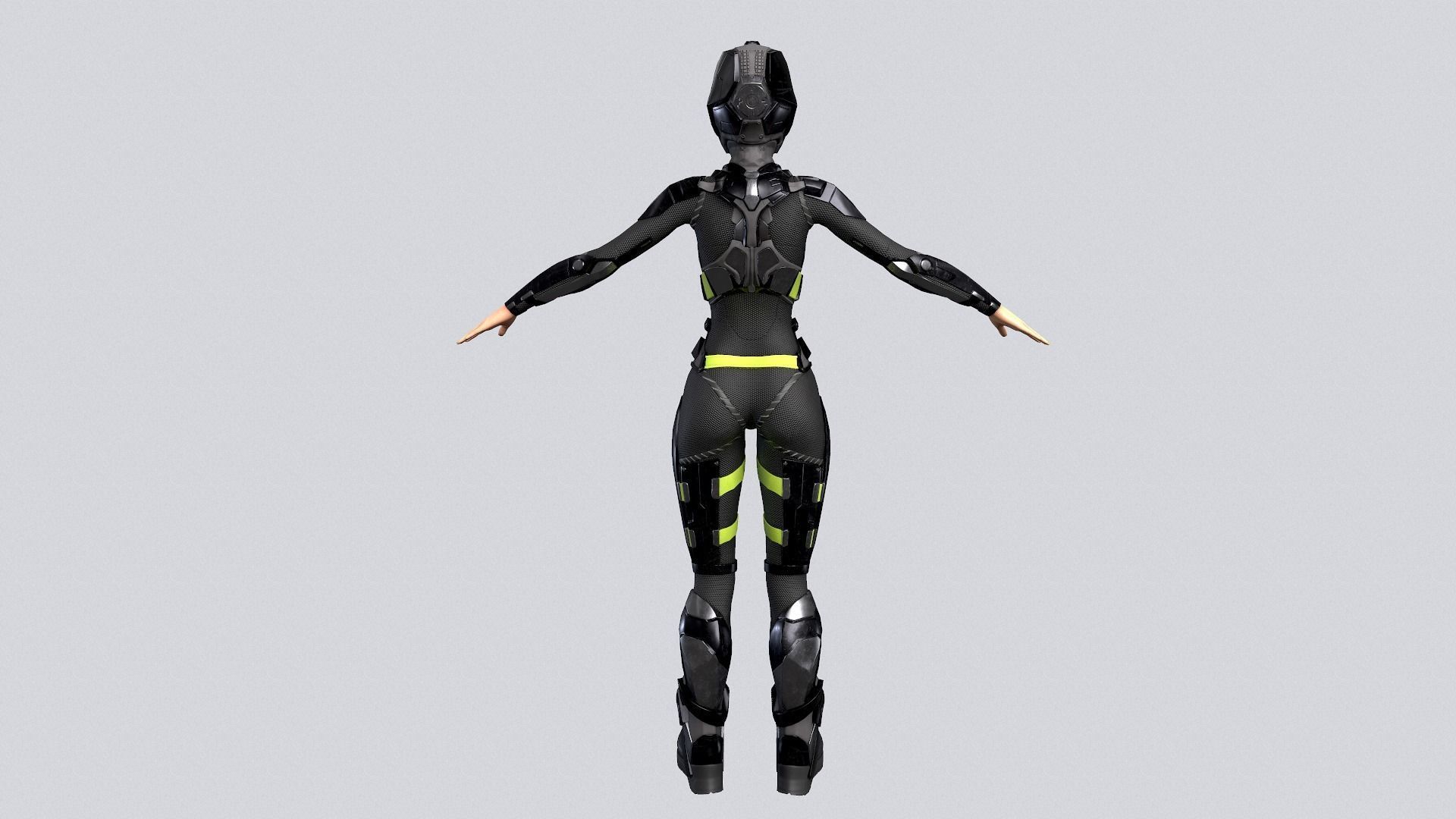 Girl character sci fi  Low-poly 3D model_15