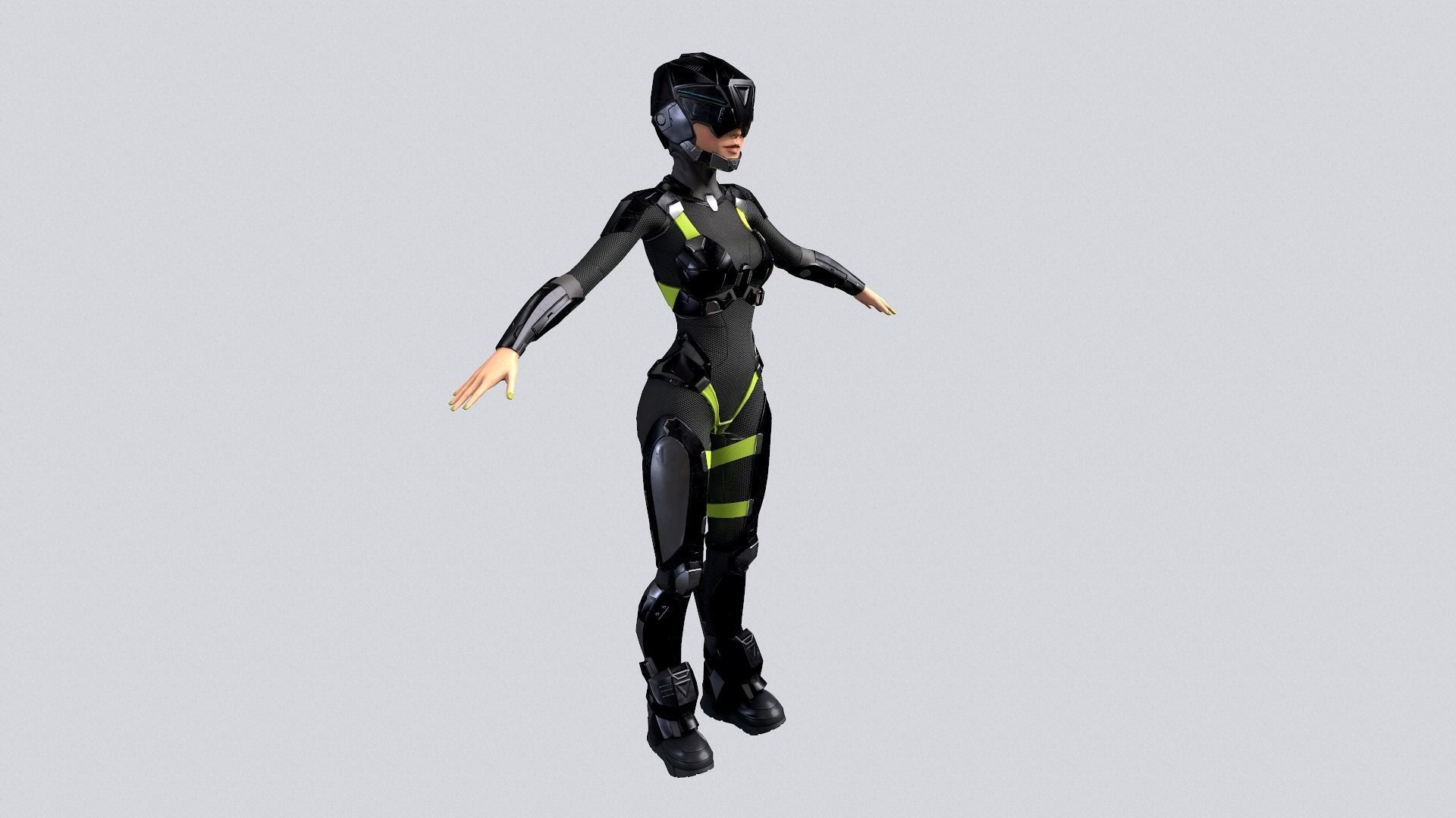 Girl character sci fi  Low-poly 3D model_17