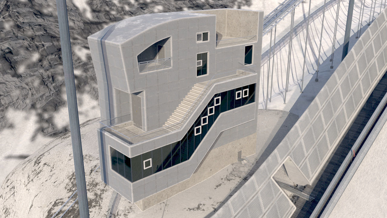 Ski jumping center  3D model_3