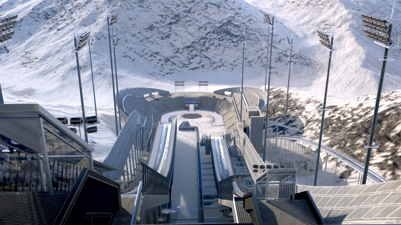 Ski jumping center  3D model_6