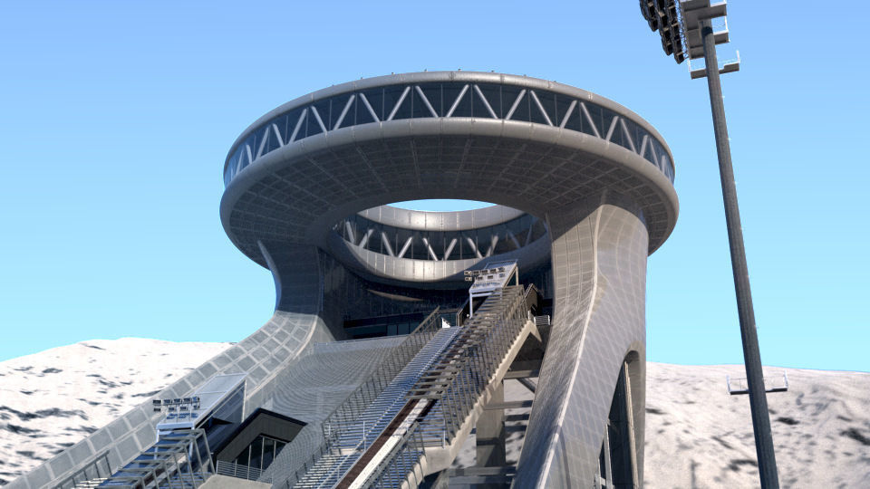 Ski jumping center  3D model_1