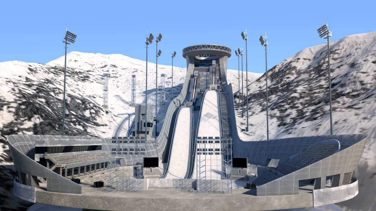 Ski jumping center  3D model_8