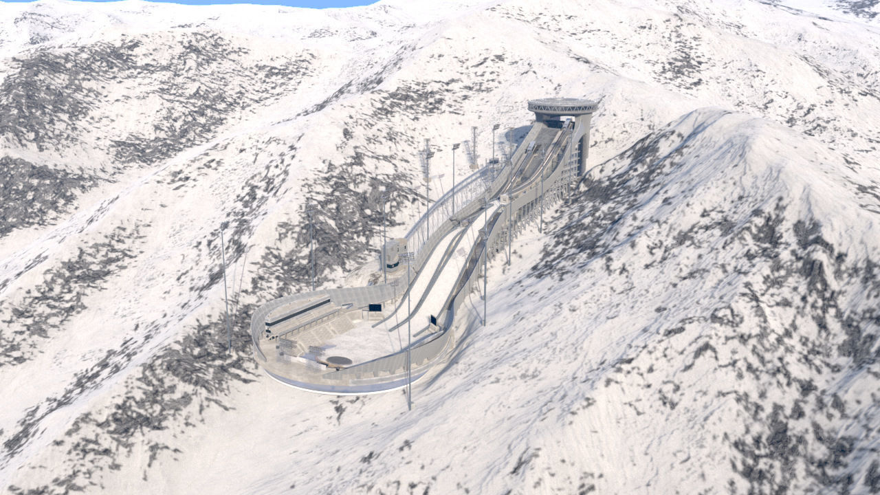 Ski jumping center  3D model_4