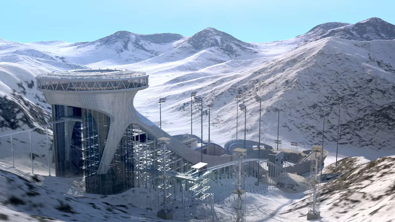 Ski jumping center  3D model_0