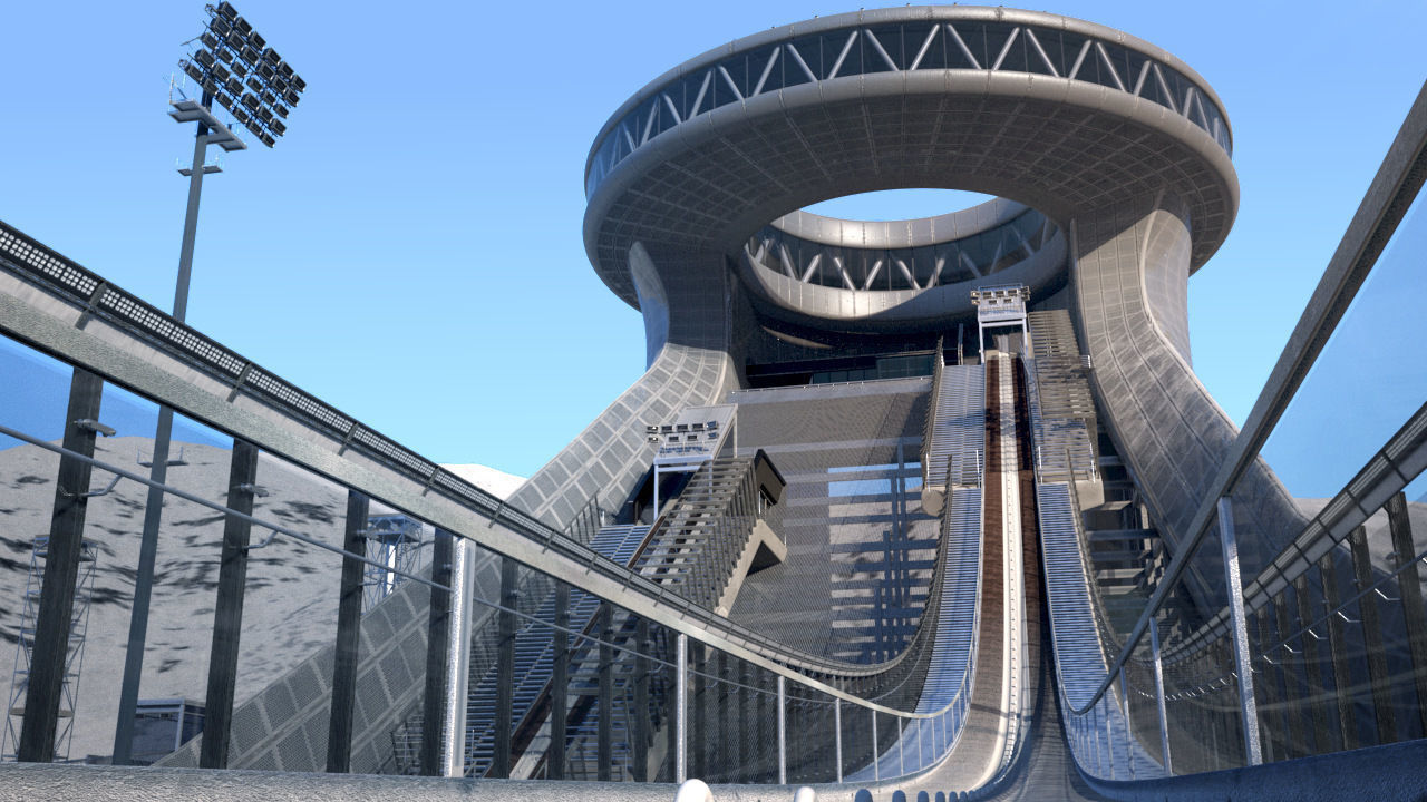Ski jumping center  3D model_7
