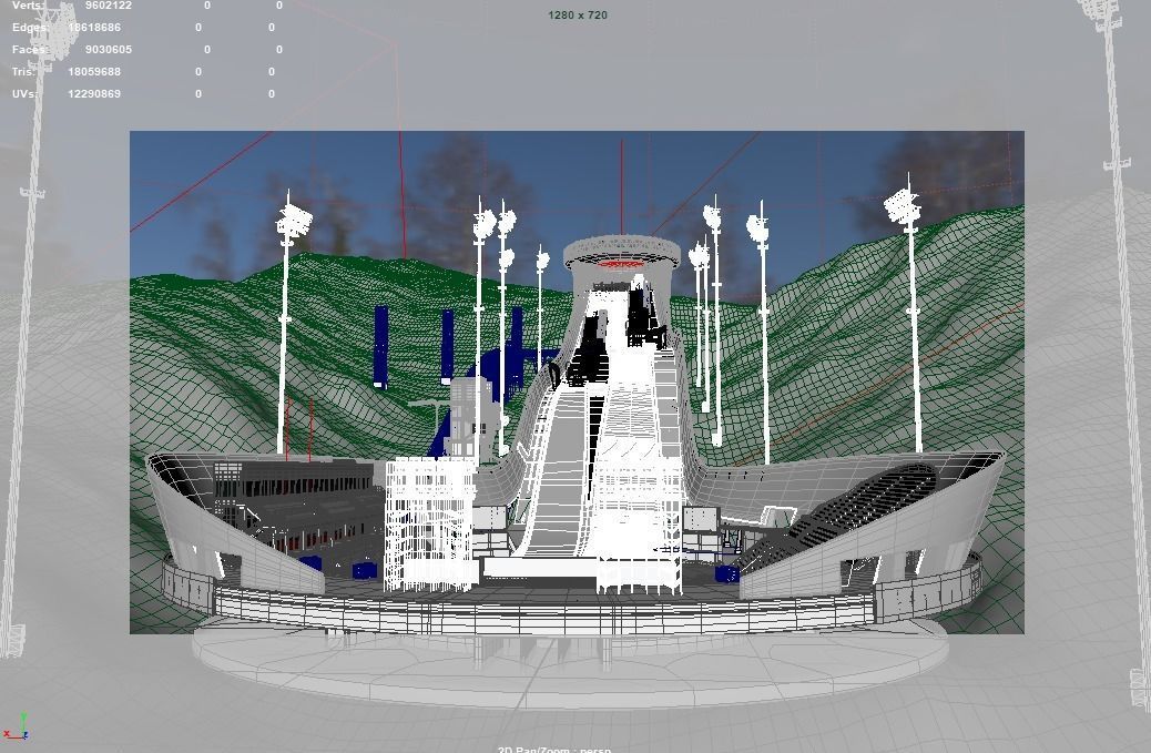 Ski jumping center  3D model_17
