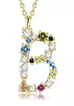B letter pendant color stones