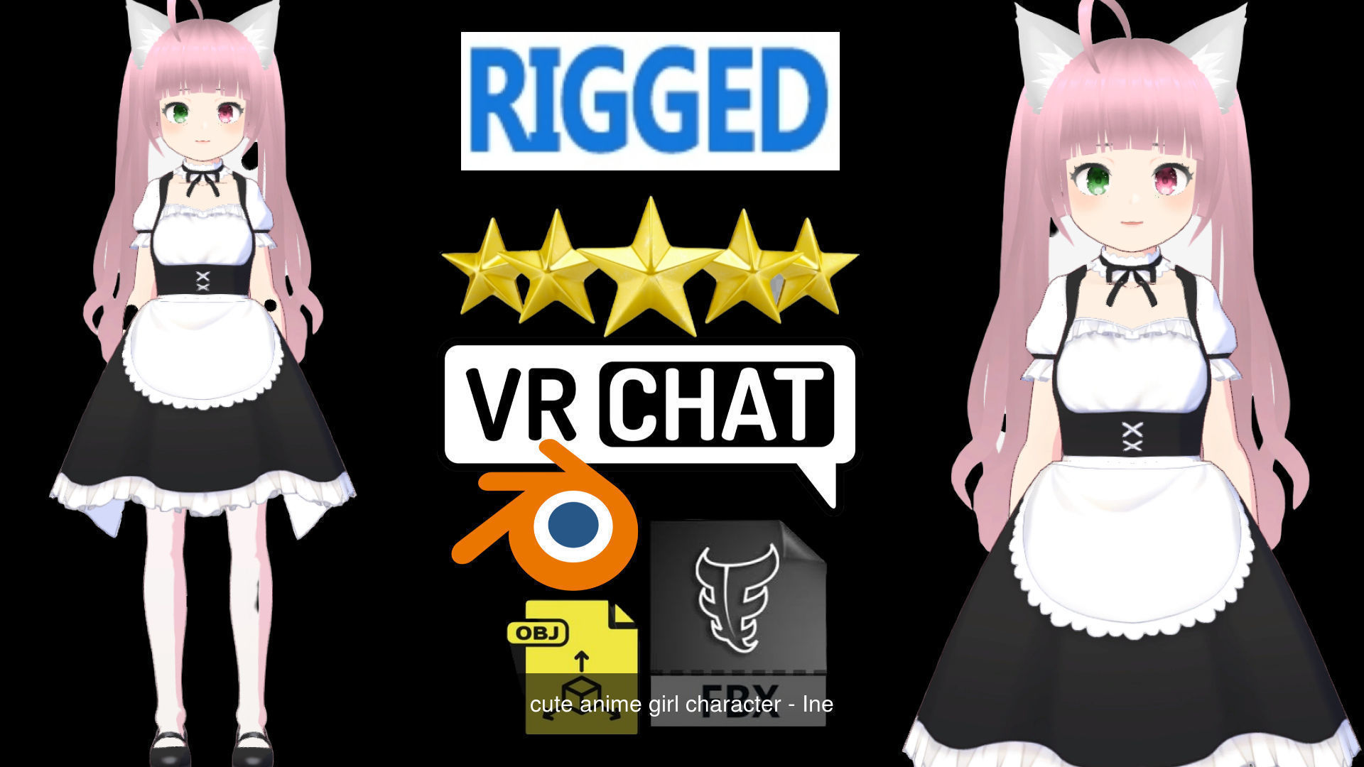 3 Cute Anime Girls Characters T3 3D Model Collection_3