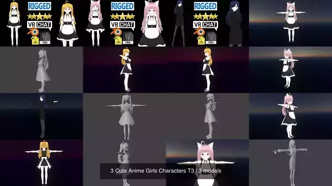 3 Cute Anime Girls Characters T3