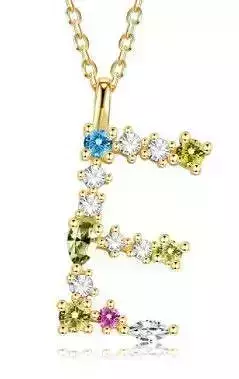 E letter pendant color stones