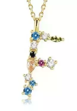 F letter pendant color stones