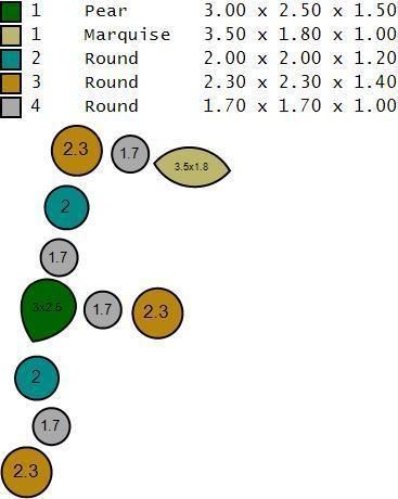 F letter pendant color stones 3D print model_2