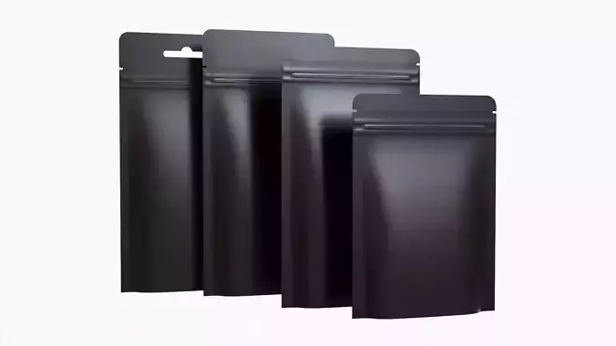 Mylar plastic pouch bags set mockup 01