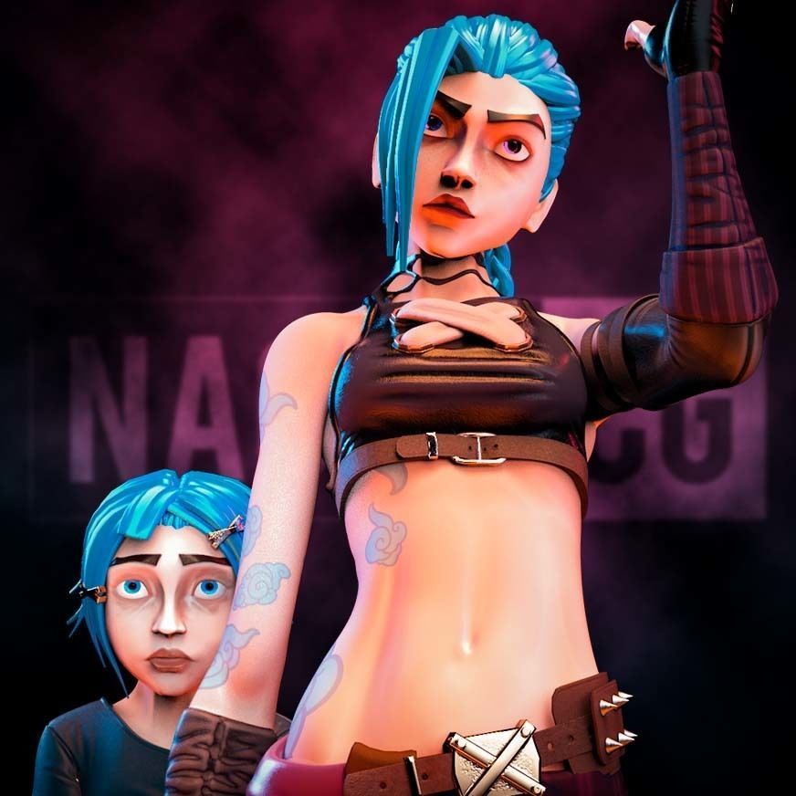 Fan Art Jinx and Powder - Statue 3D print model_5