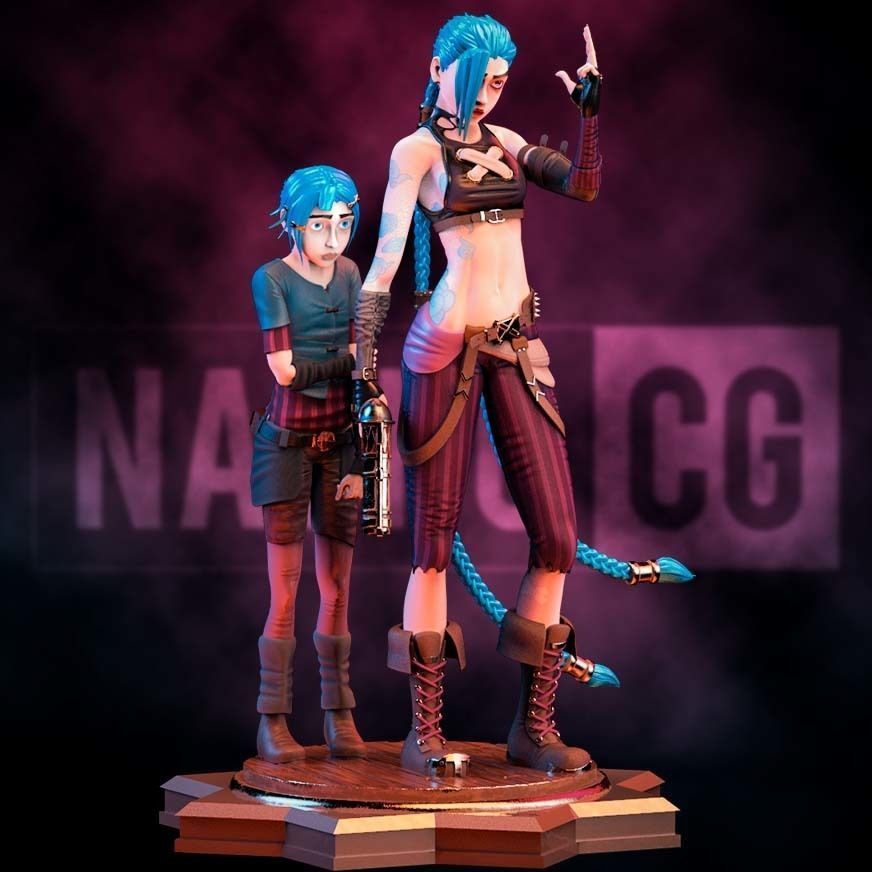 Fan Art Jinx and Powder - Statue 3D print model_1