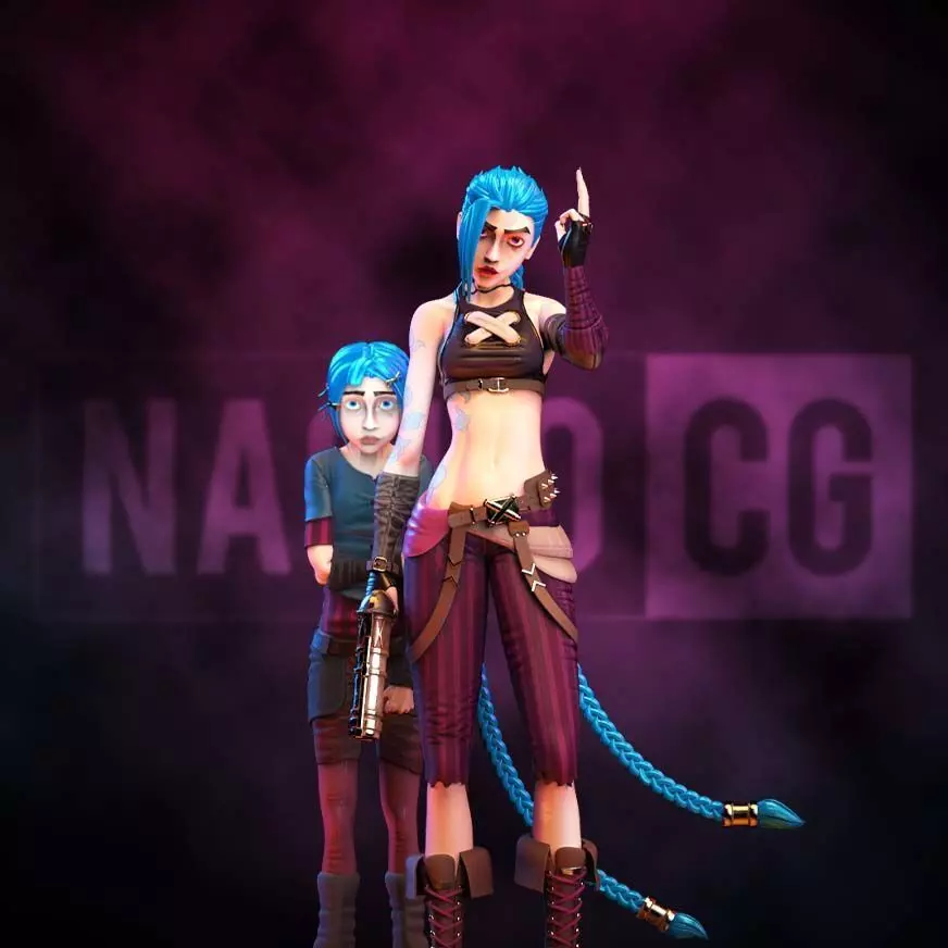Fan Art Jinx and Powder - Statue 3D print model_0