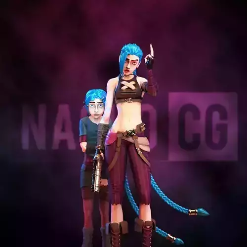 Fan Art Jinx and Powder - Statue 3D print model