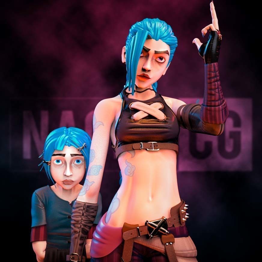 Fan Art Jinx and Powder - Statue 3D print model_6