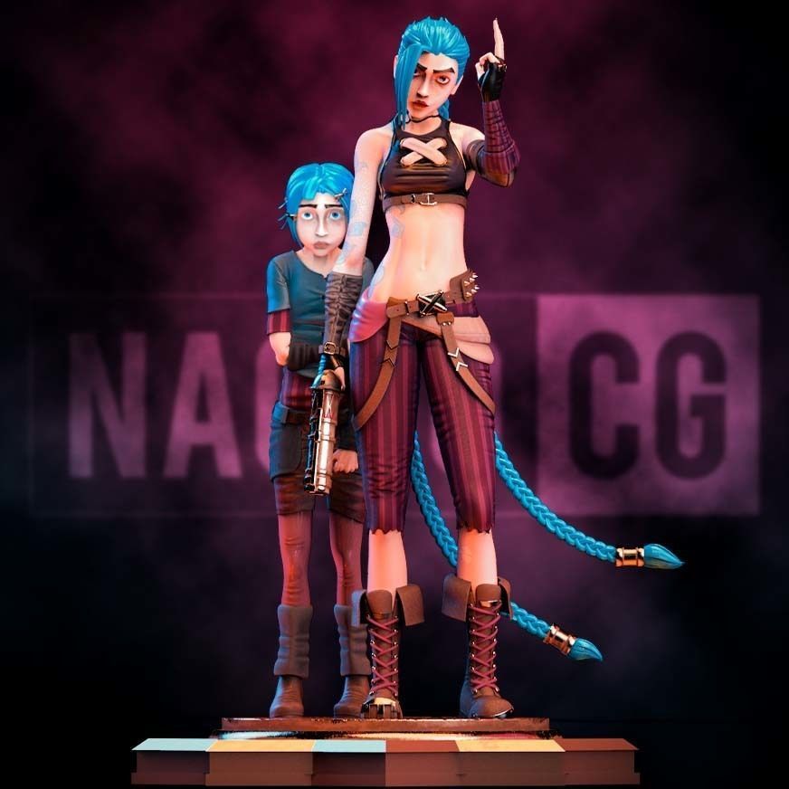 Fan Art Jinx and Powder - Statue 3D print model_9